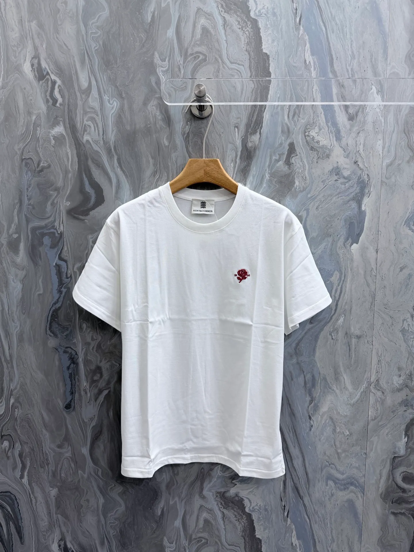 Kendiwen 26New Arrival Spring and Summer Series rose embroidery for men and women Same Style pure cotton casual T-shirt Size: S.M.L.XL.XXL.